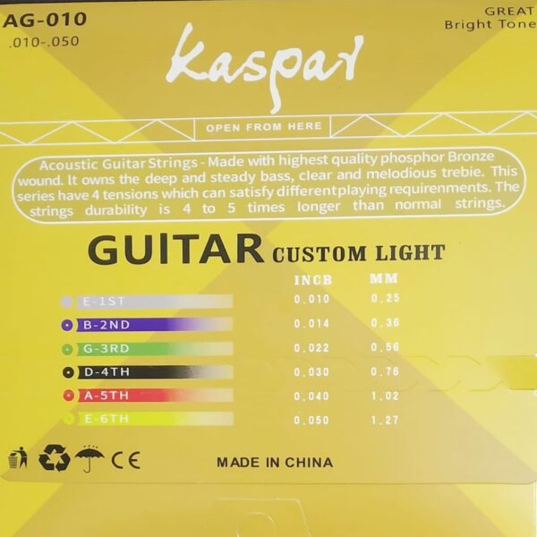 Kaspar Acoustic Guitar string set (0.10-0.50) - Image 2